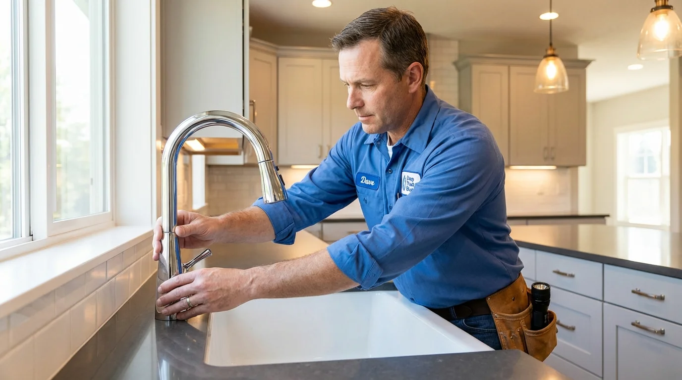 Kitchen faucet installation by Johns Plumbing LLC in Carle Place